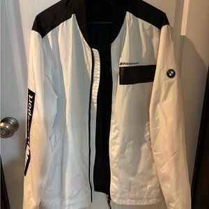 BMW Men's Black and White Bomber Jacket